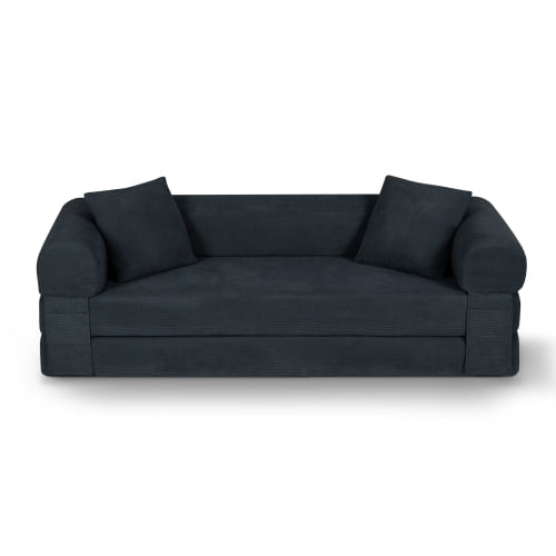 Convertible Sofa Bed Couch, 80 Inch Boneless Folding Sleeper Sofa Queen with Storage and Corduroy Fabric for Living Room, Dark Gray