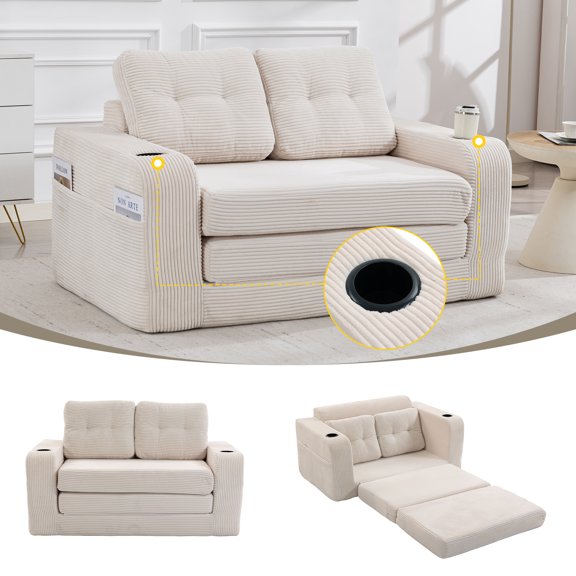 Convertible Sofa Bed,Expandable double Sofa Bed, 2 in 1 Convertible Sofa Bed, Fold Out Floor Couch with Pillows for Living Room Bedroom Lounge