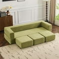thumbnail image 1 of Convertible Sofa Bed, Folding Sofa Bed with Ottomans, Boneless Couch with High-Resilience Foam, Floor Couch for Living Room Bedroom (Green), 1 of 8