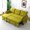 thumbnail image 1 of Convertible Sofa Bed,L-Shaped Sectional Sleeper Sofa with Storage Chaise,Cotton Linen Pull Out Sleeper Couch for Small Living Room,Apartment,Green, 1 of 7