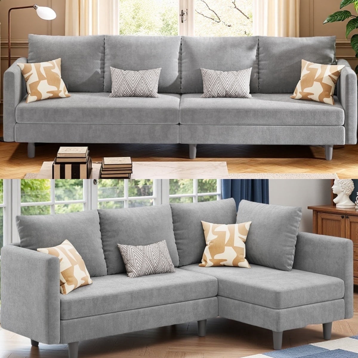 Sectionale Sofa Bed, Lofka L-Shaped Sleeper Convertible Couch and Sofa ...