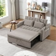 thumbnail image 1 of Convertible Sofa Bed, Loveseat Sofa with Adjustable Backrest and USB Ports, 3-in-1 Sleeper Sofa with Pull-Out Bed and 360° Swivel Phone Holder for Living Room, 1 of 7