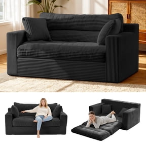 Convertible Sofa Bed, Pull Out Boneless Couch Loveseat Floor Sofa Bed with Pillows, 2-Seater Folding Sofa Loveseat Boneless Couch for Living Room, Bedroom, Apartment, Office