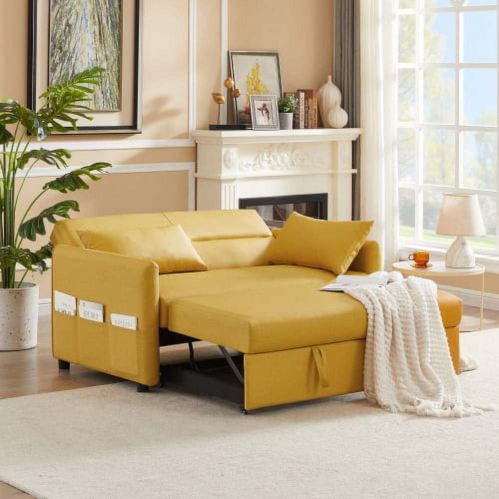 Yellow leather sale sofa bed