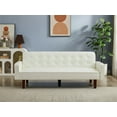 thumbnail image 1 of Convertible Sofa Bed With Three Adjustable Positions, PU Leather Couch With Five Wooden Legs and Tufted Buttons Trim, Upholstered Loveseat Couch Bed for Small Space, Living Room, Office, White, 1 of 7