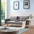 thumbnail image 1 of Convertible Sofa Bed, Tufted Upholstery Couch with 3 Adjustable Angles Backrest and Metal Legs, Padded Sleeper Loveseat Couch Leisure Sofa with Armrest for Living Room, Light Gray, 1 of 7