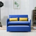 thumbnail image 1 of Convertible Sofa Bed with Pull Out Bed - 54" Tufted Velvet Loveseat Sleeper Sofa, Dark Blue, 1 of 6