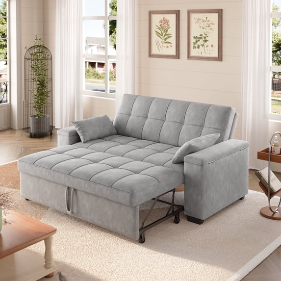 Convertible Sofa Bed with Storage & Recliner - 5-Position Backrest, 600lbs Capacity, Folds to Full Bed, Easy Assembly - Compact for Small Spaces