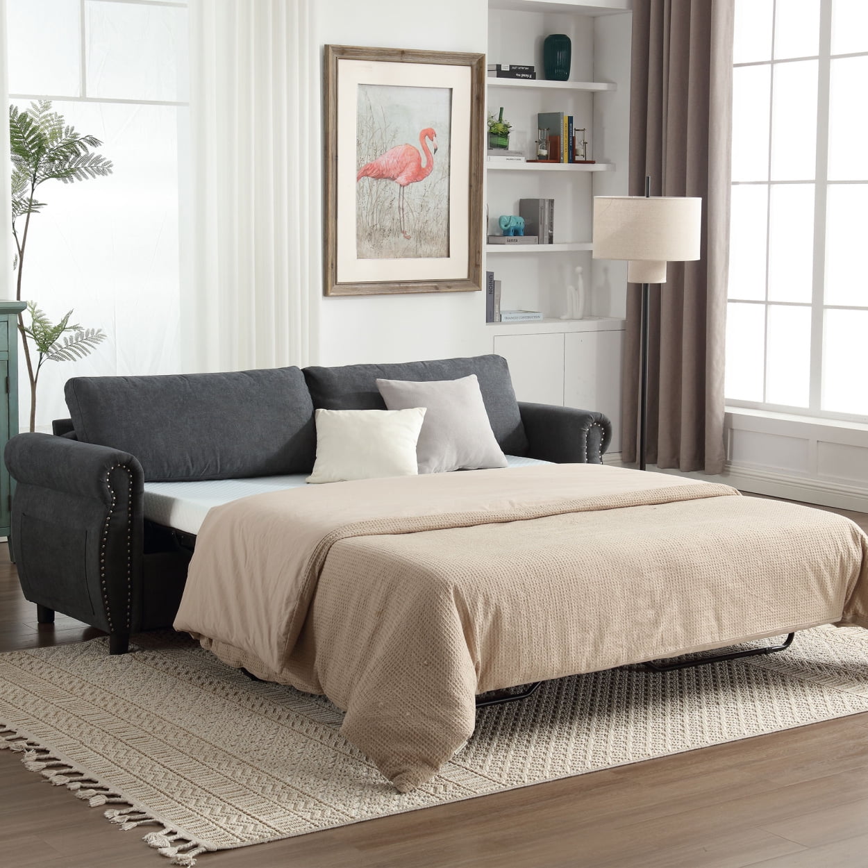 Convertible Sofa Bed with Thick Mattress - Space-Saving Sleeper for ...