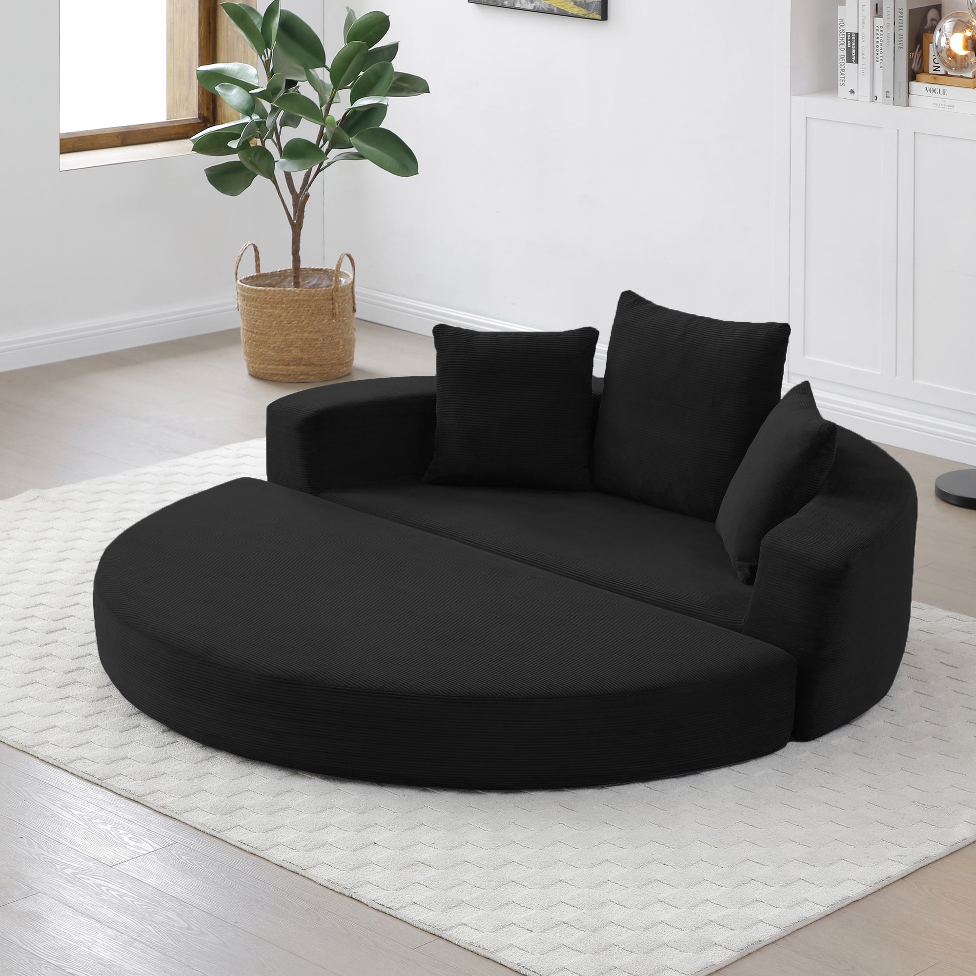 Convertible Sofa Couch Bed, Adjustable Futon Sofa, No Assembly Compressed Corduroy Floor Lounge Sofa For Apartment Office Bedroom Living Room
