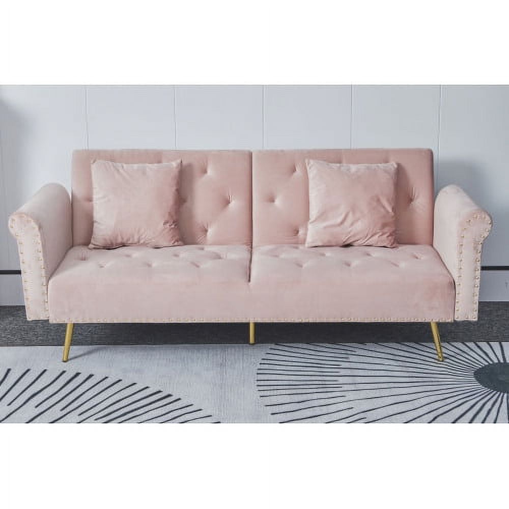 Convertible Sofa Couch,Button Tufted Velvet Sleeper Sofa Couch with