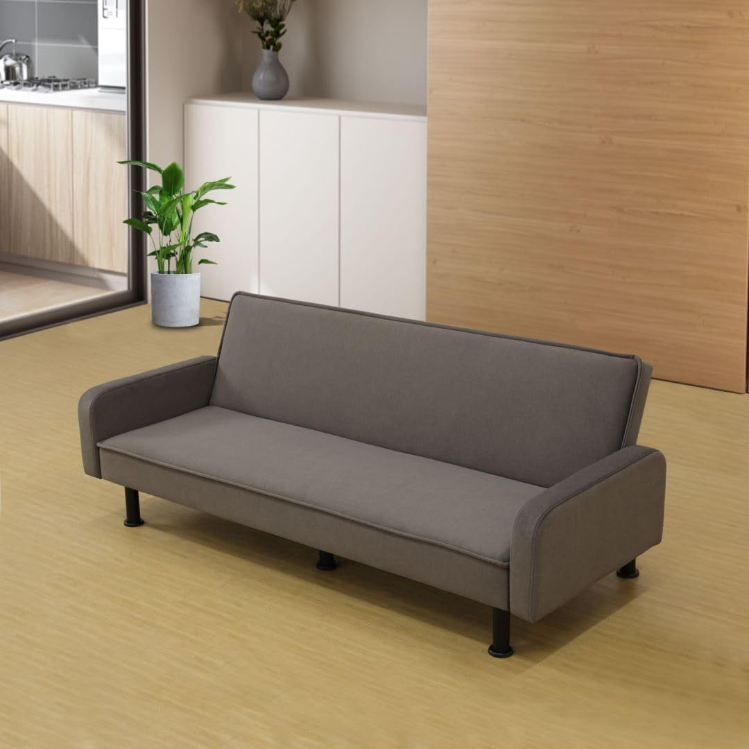 Convertible Sofa Couch Futon Bed Fannel Sleeper Sofa, Adjustable Futon Couch, Loveseat for Living Room,Brown