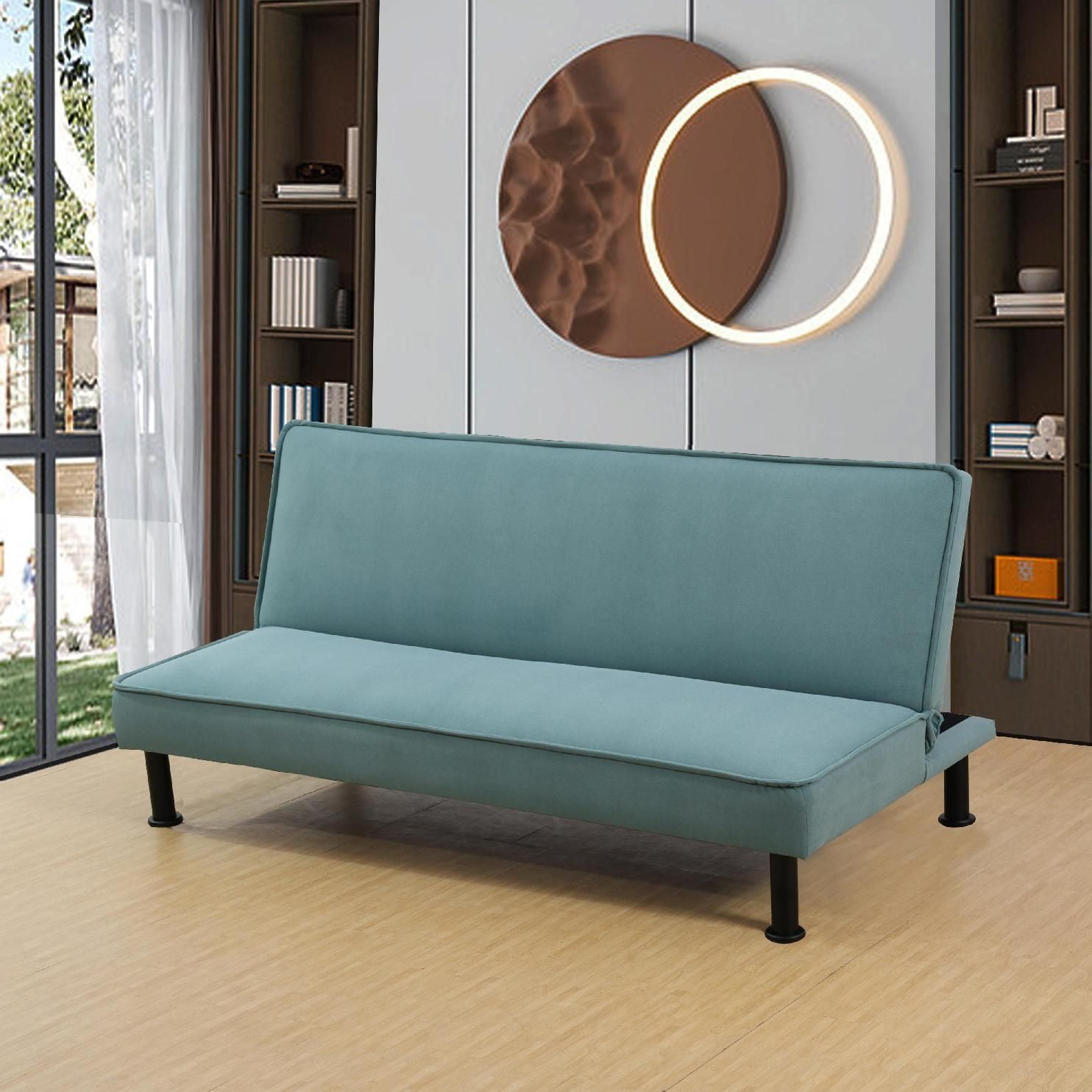 Convertible Sofa Couch Futon Bed Fannel Sleeper Sofa, Adjustable Futon Couch, Loveseat for Living Room,Green