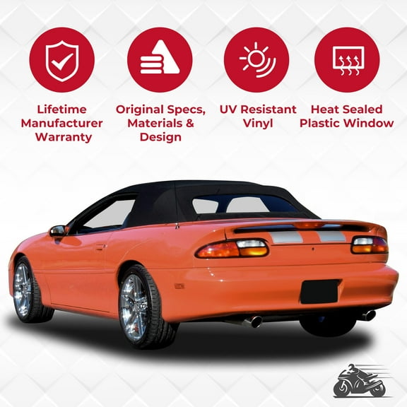 Convertible Soft Top Black Canvas For 1994-2002 Chevy Camaro / Pontiac Firebird