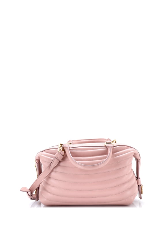 Convertible Top Handle Bowling Bag Quilted Leather By Rebag