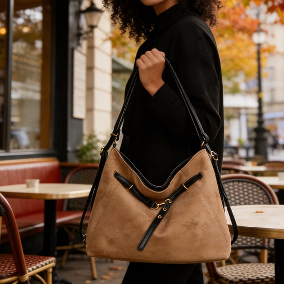 Convertible Tote Backpack, Large Capacity Suede Tote Bag for Women, Casual Shoulder Bag Convertible to Backpack for Travel, Work Commutes, and Daily Use