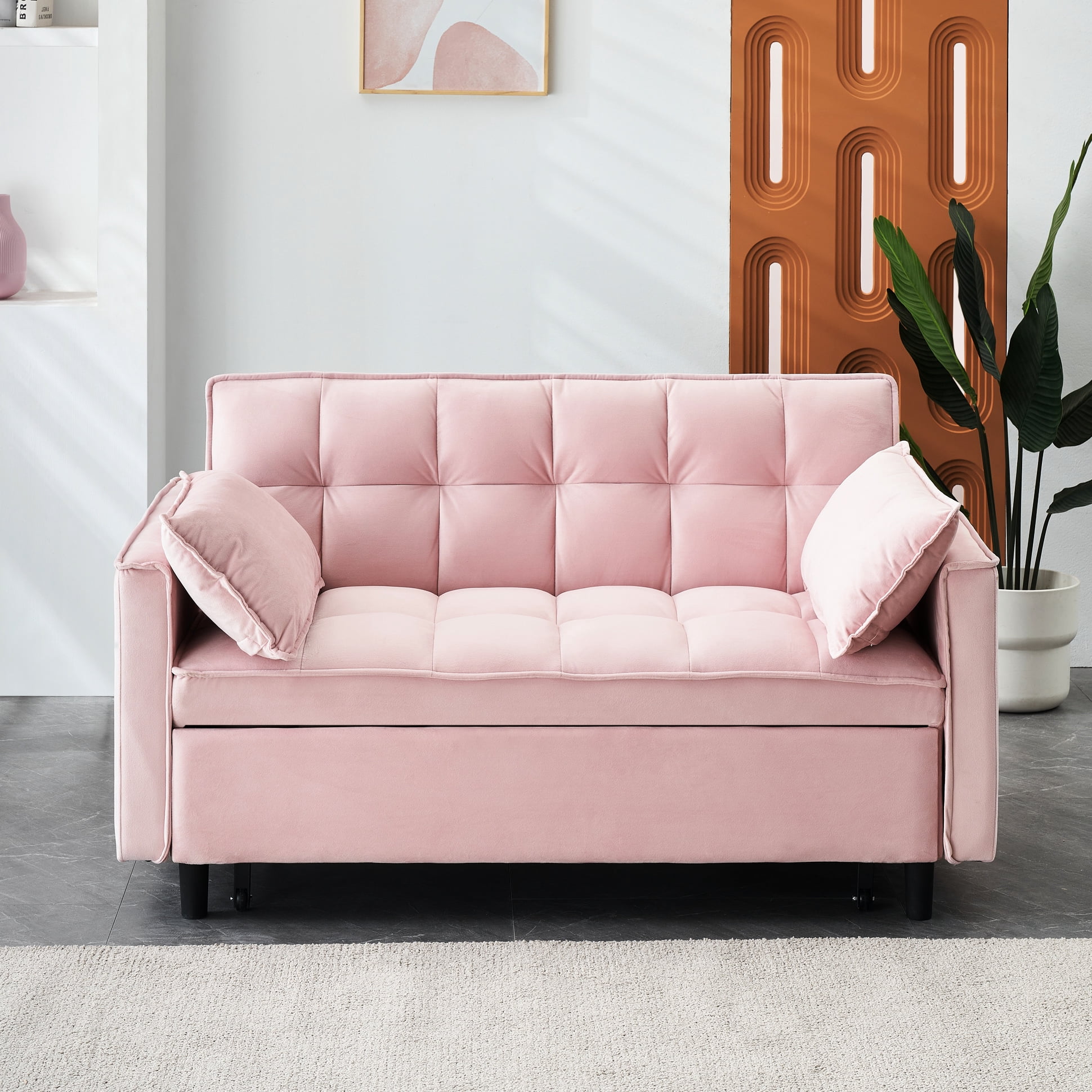 Convertible Velvet Sleep , Sponge Filled And Cushion, 55*33*32.83in, 3 ...