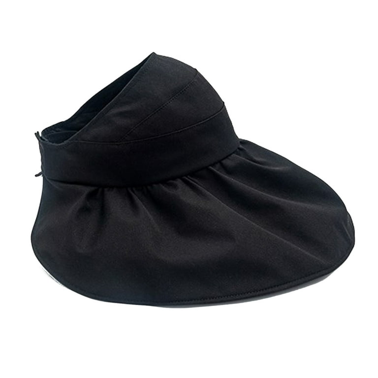 Convertible Visor Hat 2-in-1 Sunproof Large Hat For Women Girl Black