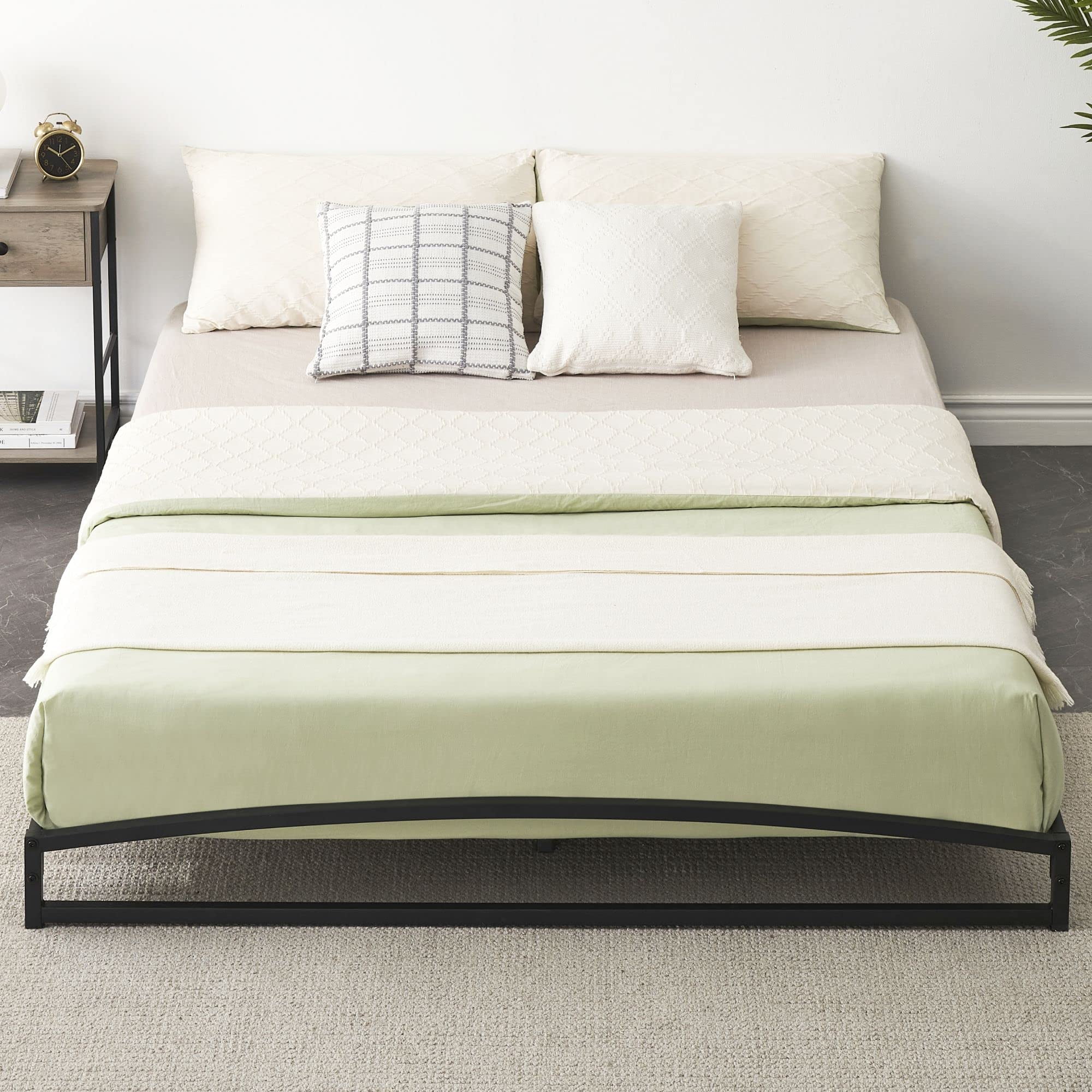 Convex Bed Frame with Sturdy Steel Slat Supports,Mattress Base,No Box