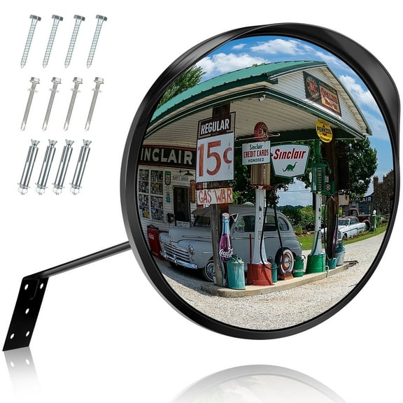 Angooni 12" Adjustable Wide Angle View Security Mirror, Acrylic Convex Traffic Mirror for Driveway, Park, Garage (Supports Indoor and Outdoor)