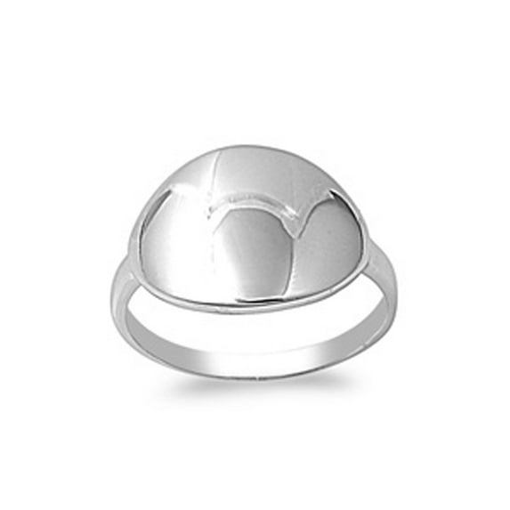 Convex Oval Wide Chic Ring .925 Sterling Silver Band Jewelry Female Male Unisex Size 9