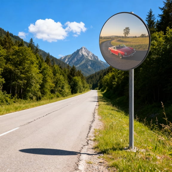 Convex Safety Mirror 12 Inch, Wide Angle 135 Blind Spot Mirror with Adjustable Mounting Bracket, Unbreakable PC Lens + ABS Back for Warehouse Garage Parking Lot Driveway Corner Store