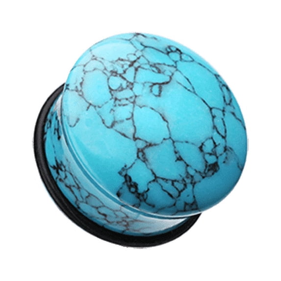 Convex Turquoise Single Flared Ear Gauge Plug Earrings
