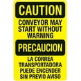 thumbnail image 1 of Conveyor May Start Without Warning Bilingual Sign - 8"x12" Vintage Metal Security Sign, Bilingual Decor for Home Business Office Street Road Factory, 1 of 6