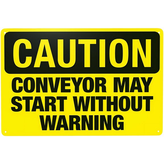 Conveyor May Start Without Warning Sign, 8"x12" Security Safety Metal Sign, Vintage Poster Decor for Business Office Home
