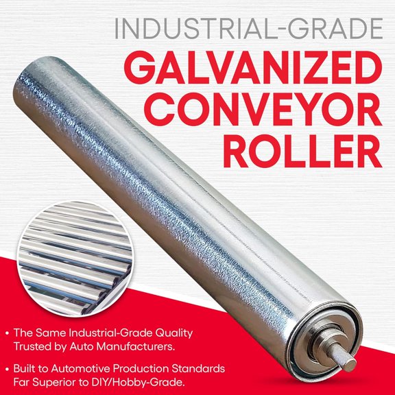 Conveyor Rollers - Galvanized Steel Replacement, 1.5" Diameter, 22" Between Frame, 18 Ga., Found in Woodworking Table, Garage, Boat Trailers, Material & Tool Handling - 5-Pack by