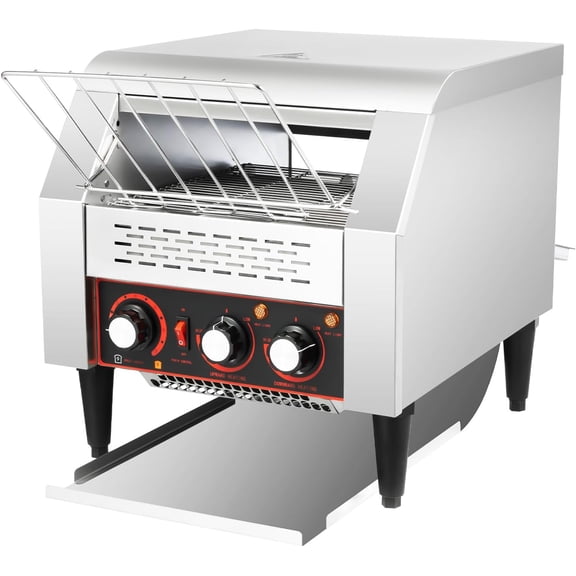 Conveyor Toaster, 2200w 110v Countertop Electric Restaurant Equipment Stainless Steel Heavy-Duty Industrial Toasters Adjustable Toasters Oven w/Double Heating Tubes for Bun Bagel Bread Baked Food