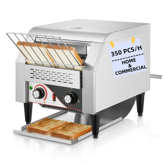 Conveyor Toaster, 350 Slices/Hour Commercial Toaster with Dual Heating Tube, 7 Browning Levels