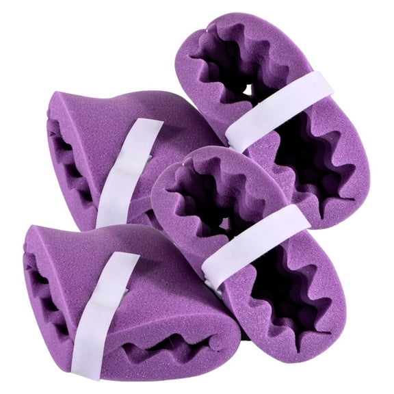 Convoluted Foam Padded Heel Protectors [2 Pair 4 Total] Adjustable Eggcrate Foot Pillow Cushion Protector to Relieve Feet Pressure from Open Bed Sores, Ulcers and Injuries - Purple (2)