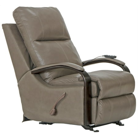 Conway Glider Recliner with Heat & Massage in Gray Top Grain Italian Leather