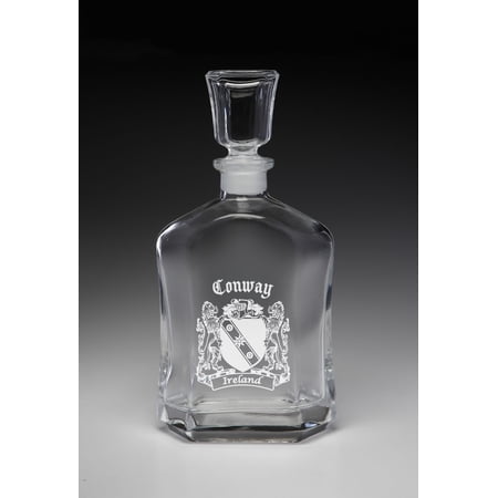 Conway Irish Coat of Arms Whiskey Decanter (Sand Etched)
