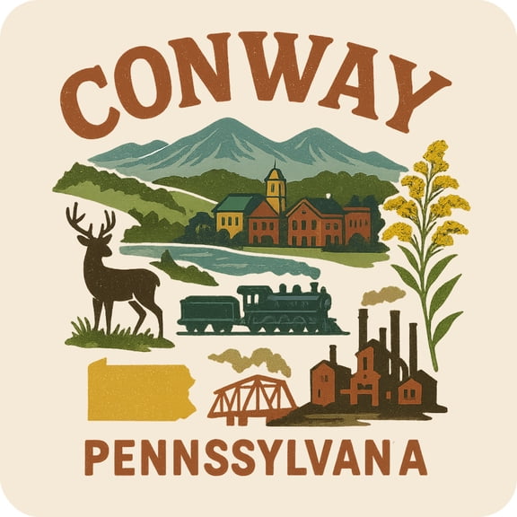 Conway Pennsylvania Keepsakes Souvenir Vinyl Sticker – Destination Travel Keepsake Collectible (3-Inches Wide)