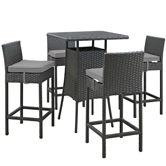 Sojourn 5 Piece Outdoor Patio Sunbrella® Pub Set Canvas Gray