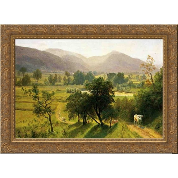 Conway Valley, New Hampshire 24x19 Gold Ornate Wood Framed Canvas Art by Bierstadt, Albert