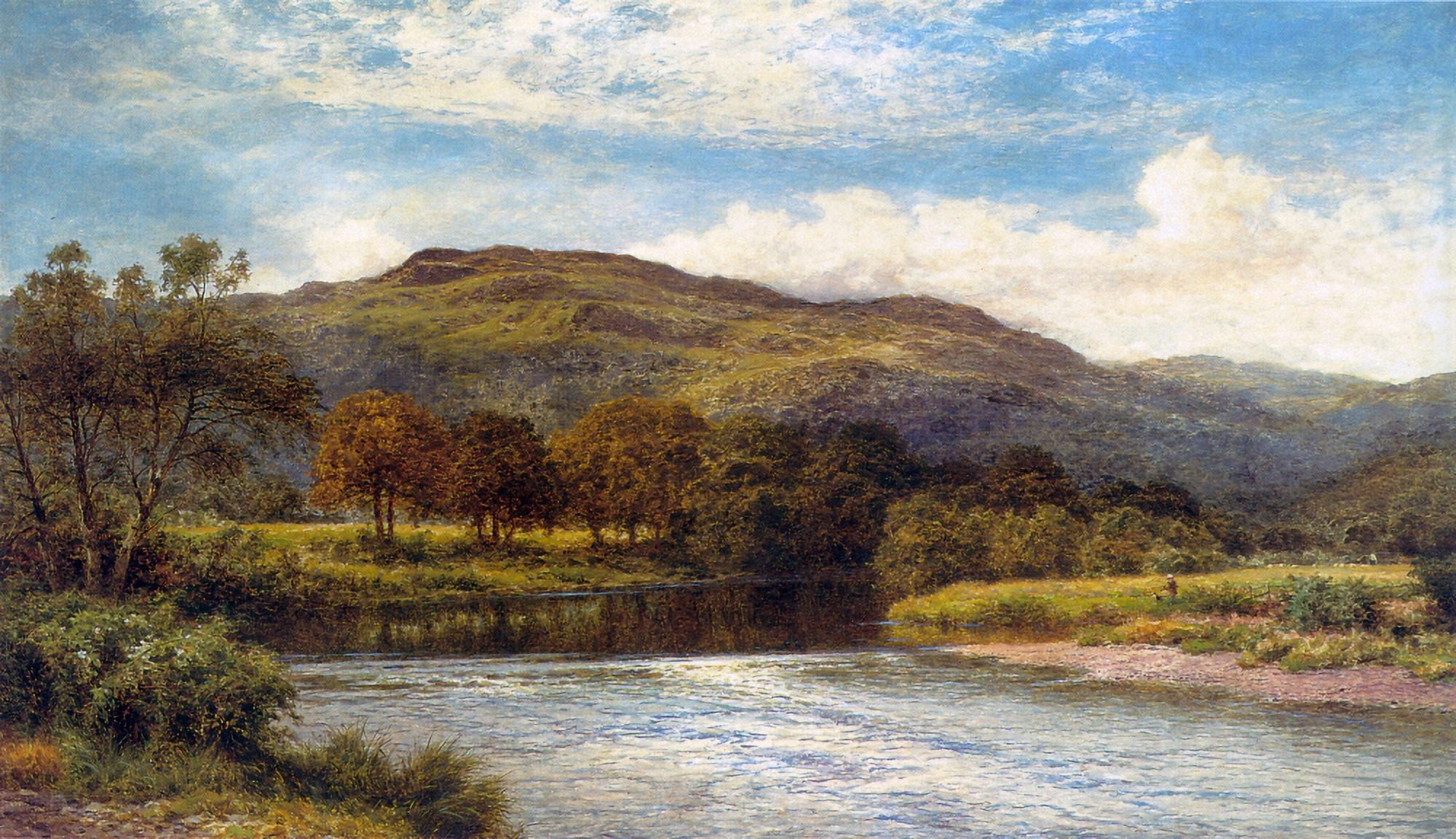 Conway near Bettws y Coed 1910 Canvas Art - Benjamin W Leader (24 x 36)