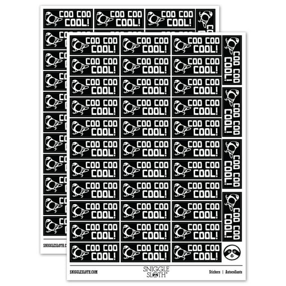 Coo Coo Cool Pigeon Teacher Student School Sticker Set - Black - Gloss Finish - 1.5" Small