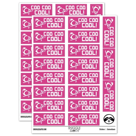 Coo Coo Cool Pigeon Teacher Student School Sticker Set - Hot Pink - Matte Finish - 2.00" Large