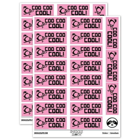 Coo Coo Cool Pigeon Teacher Student School Sticker Set - Light Pink - Gloss Finish - 2.00" Large