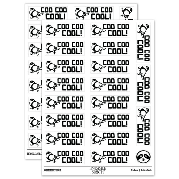 Coo Coo Cool Pigeon Teacher Student School Sticker Set - White - Gloss Finish - 2.00" Large