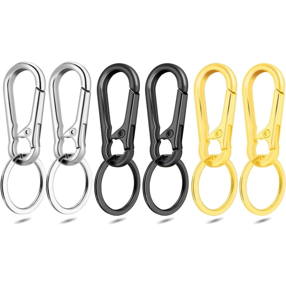 CooBigo 4Pack Small Keychain Rings, Metal Key Carabiner Clip, Mini EDC Key Ring Chain Holder Organizer for Purse Charm Hook, Car Keychain, Paracord Keychain Lanyard, Men and Women Key Fob (Gun Black)