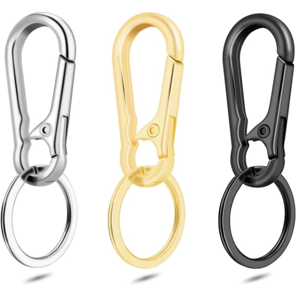 CooBigo 4Pack Small Keychain Rings, Metal Key Carabiner Clip, Mini EDC Key Ring Chain Holder Organizer for Purse Charm Hook, Car Keychain, Paracord Keychain Lanyard, Men and Women Key Fob (Gun Black)