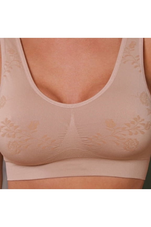 Seamless Floral Comfort Bra Medium, Nude