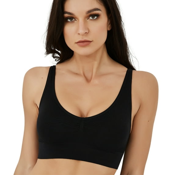 Coobie Women's Seamless Fusion Yoga Bra Wireless Light Support Sports Bra 9079,Black,One Size