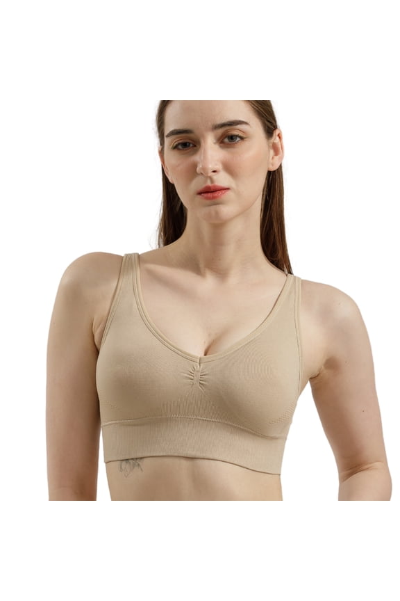 Women's Seamless Fusion Yoga Bra Wireless Light Support Sports Bra 9079,Light Nude,One Size