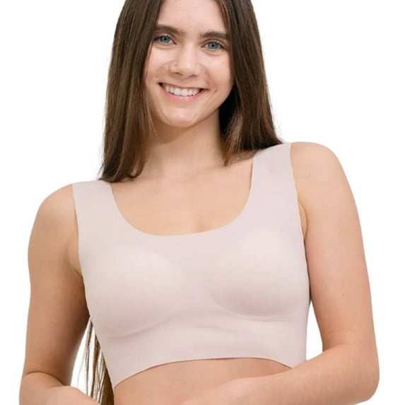 Coobie Invisible Scoop Wireless Bra 2.0 801N - Seamless Comfort Bra for Women - No Show, Light Support, Soft Stretch Fabric, Pink, Medium Size