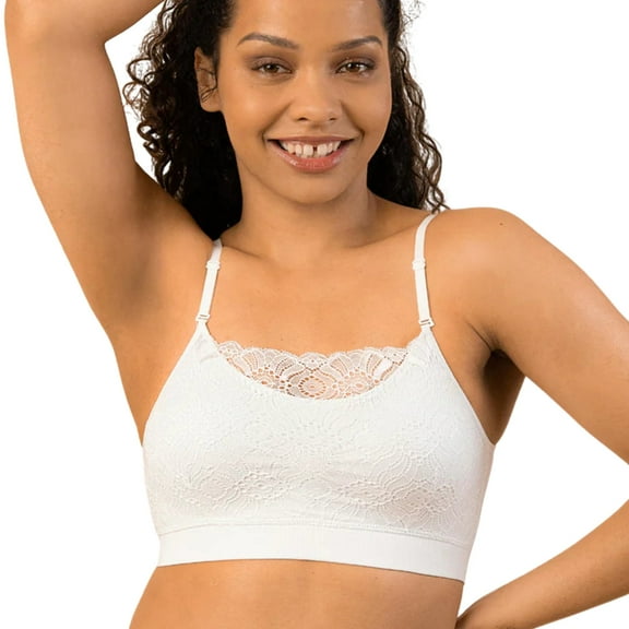 Coobie Lace Coverage Cami Bra 9050,White,One Size